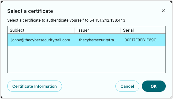Selecting a certificate