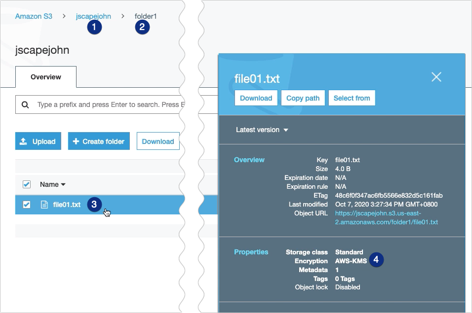 AWS KMS To Encrypt Files You Upload To Your S3 - uploaded file encrypted with aws-kms