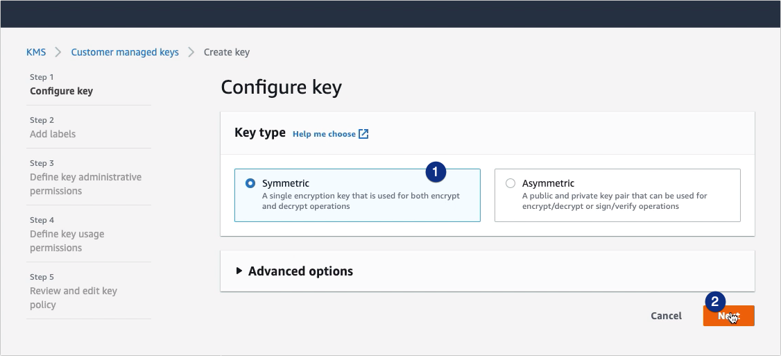 Using AWS KMS To Encrypt Files You Upload To Your S3 Trading Partner - create symmetric key
