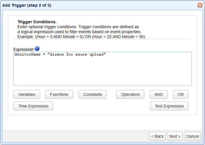 azure file upload trigger condition