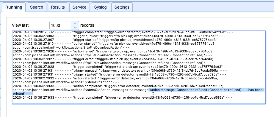 log connection refused