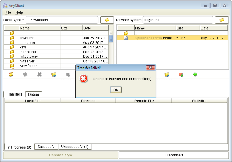 maria unable to download spreadsheet mft server