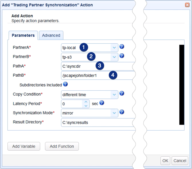 mirror ftp to s3 - add trigger action parameters 1