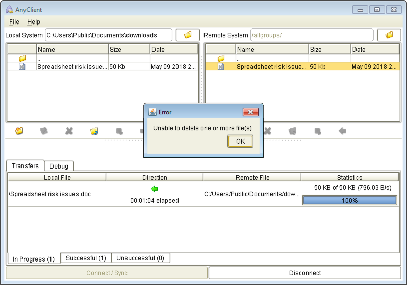 unable to delete mft server